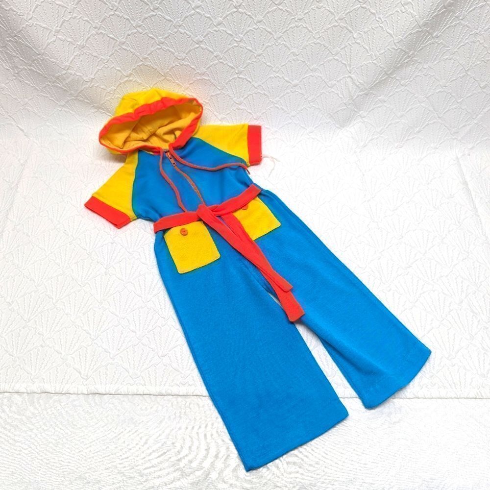 VINTAGE 1970s MERRY MITES Colorblock Jumpsuit 18M